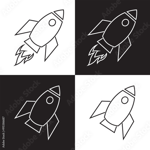 Rocket icon. Simple outline rocket signs set. Rocket launched icon. Vector illustration. EPS 10
