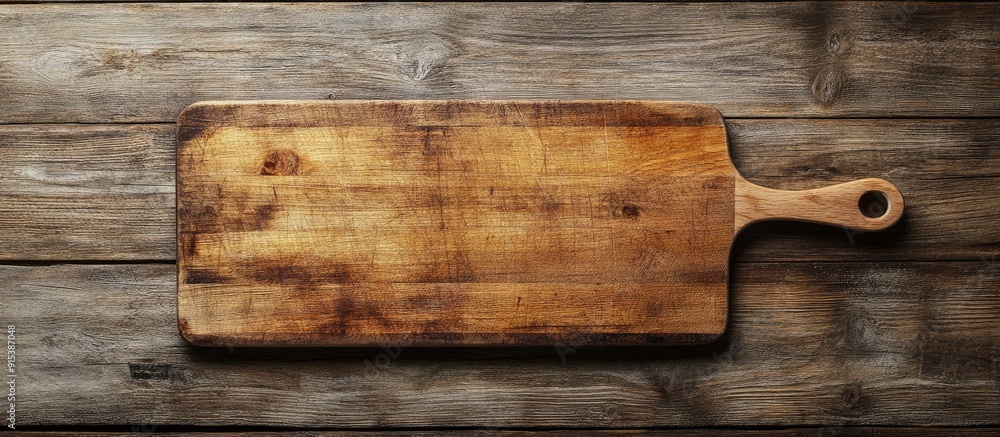 Empty cutting board on a wooden surface Kitchen board Room for text Top view. with copy space image. Place for adding text or design Empty cutting board on a wooden surface Kitchen board Room for text Top view. with copy space image. Place for adding text or design