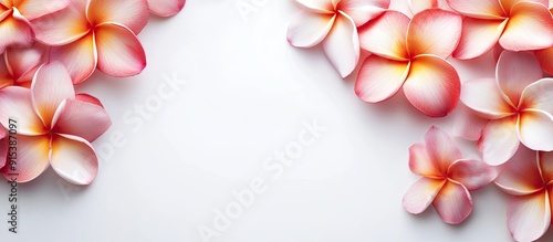 Plumeria flowers on a white...