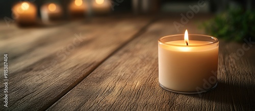 Close up of a spa candle on...