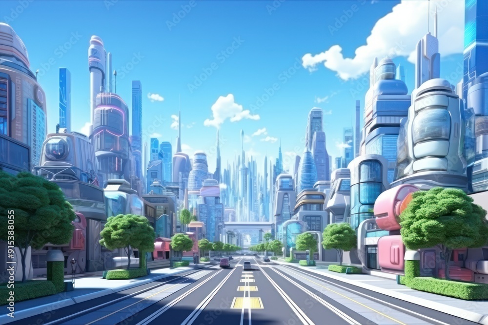 Naklejka premium City car architecture cityscape.