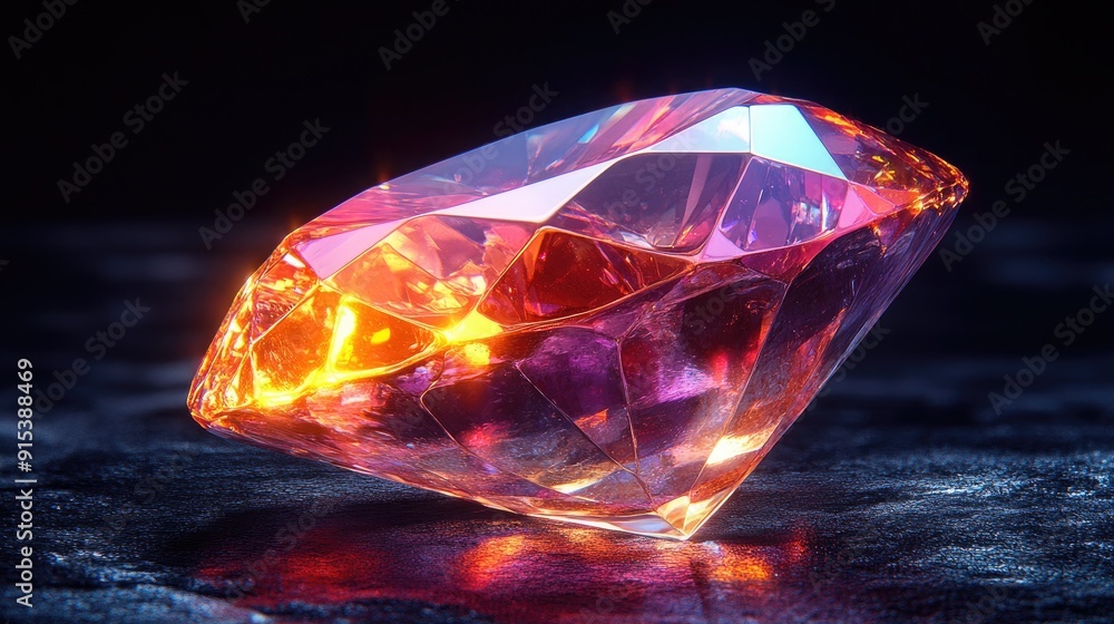 Single polished gemstone with a detailed cut and reflection, exquisite and high-quality Single polished gemstone with a detailed cut and reflection, exquisite and high-quality