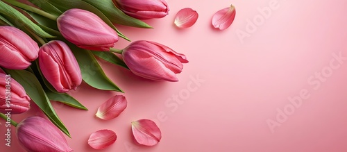 Pink tulip with petals set ...