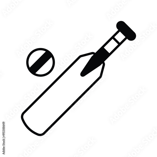 cricket  glyph icon with white background vector stock illustration