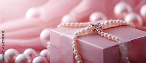 Pink gift box and pearl nec...