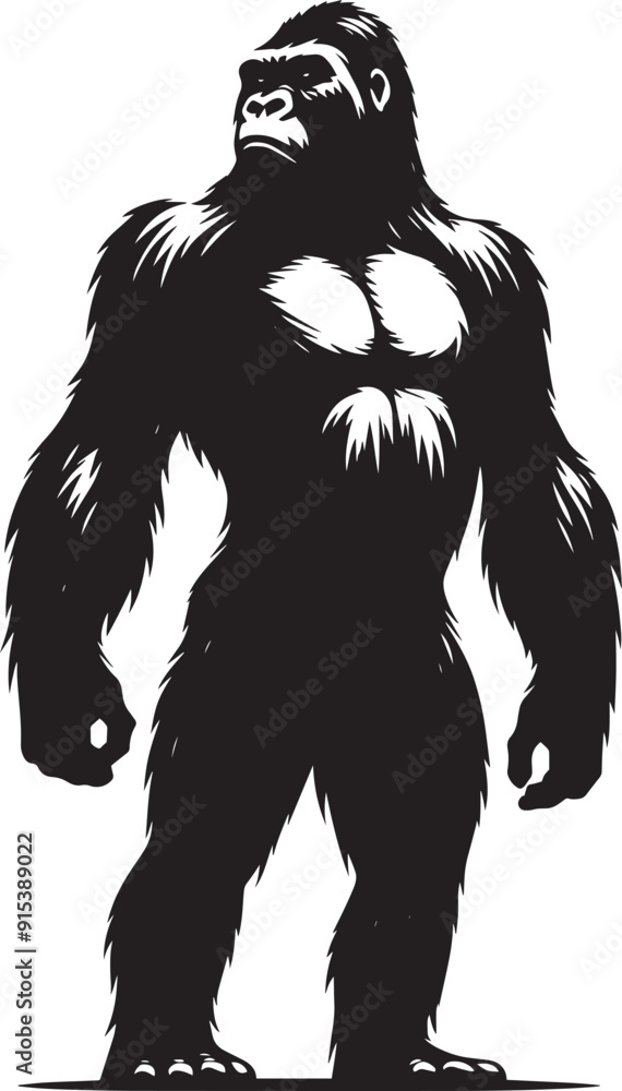 Gorilla Silhouette isolated on white background Minimalist gorilla vector shape Gorilla Silhouette isolated on white background Minimalist gorilla vector shape