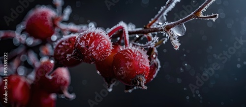 Closeup of frozen red roseh...