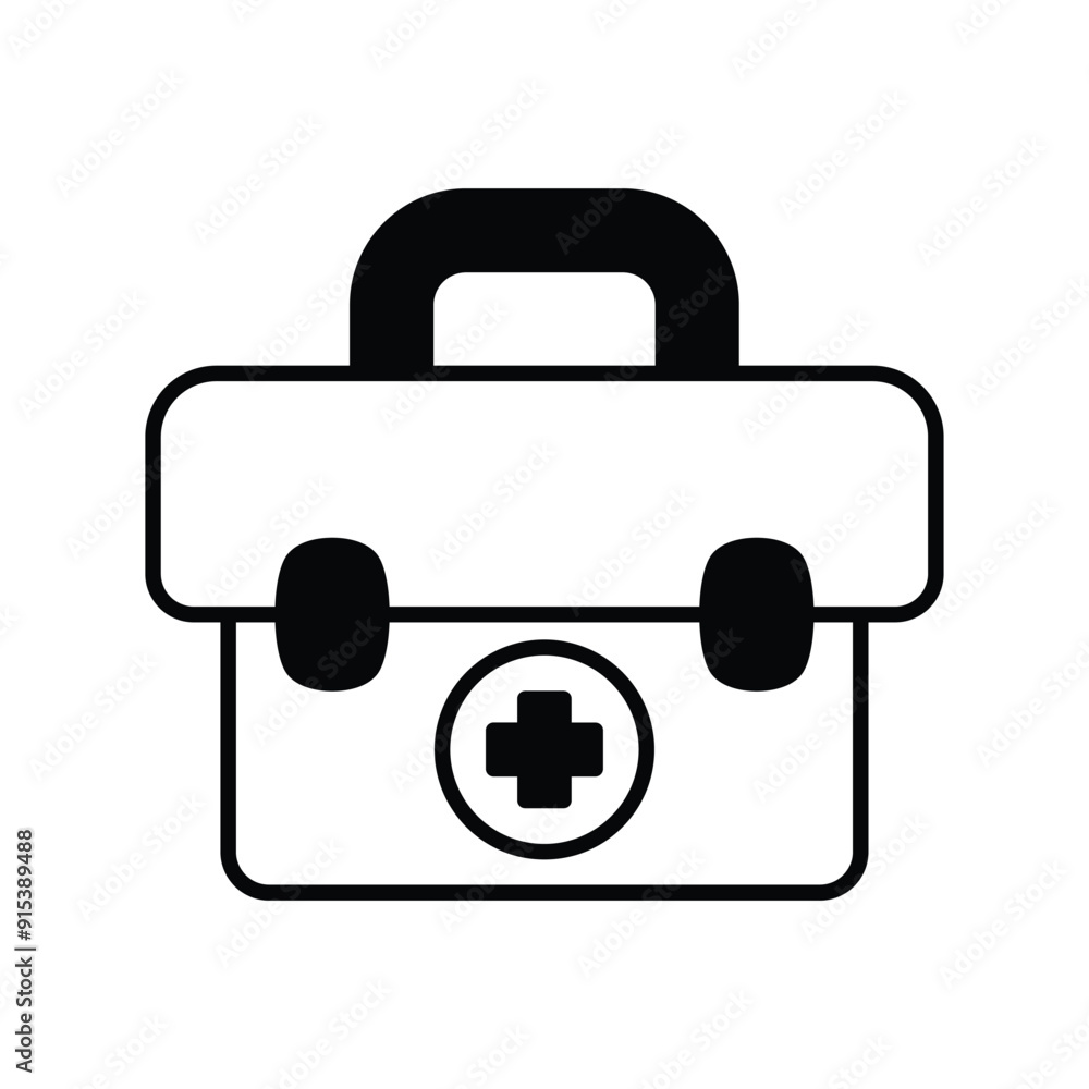 first aid kit glyph icon with white background vector stock illustration first aid kit glyph icon with white background vector stock illustration