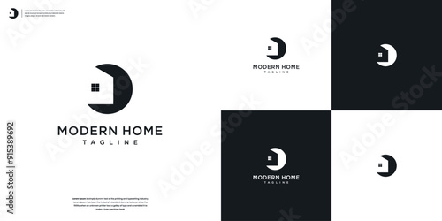 Circle house logo real estate design inspiration.