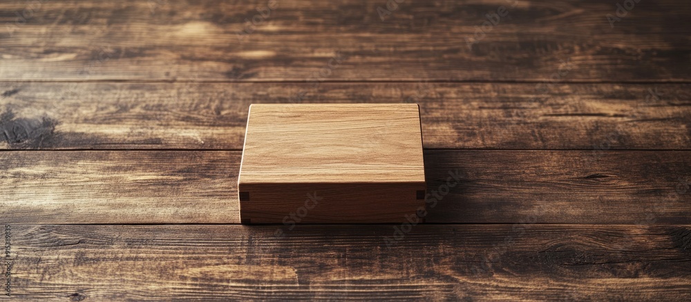 Wood Background Wooden box and vacant area Wood box on a wood table Empty wood box on the table. with copy space image. Place for adding text or design