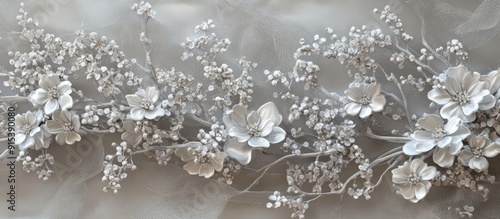 Silver lace adorned with cl...