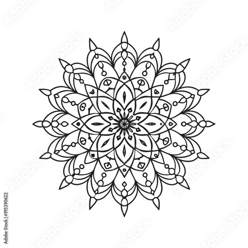 Mandala pattern or Simple Floral Ideas for Coloring book page