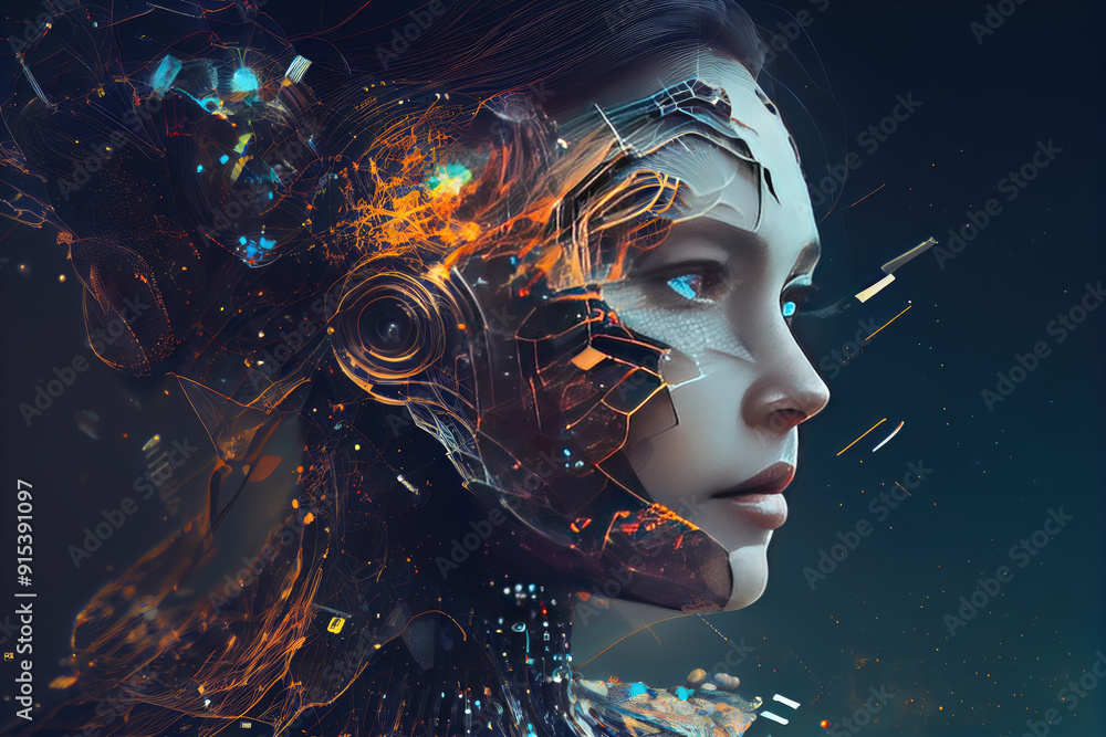 AI Robotic Transformation Wallpaper – Futuristic Design Featuring Advanced Robotics and AI Elements in a Dynamic, Modern Visual Style
