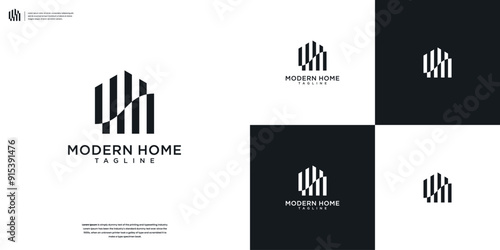 Abstract Home Real Estate Architect Construction Logo Design Template