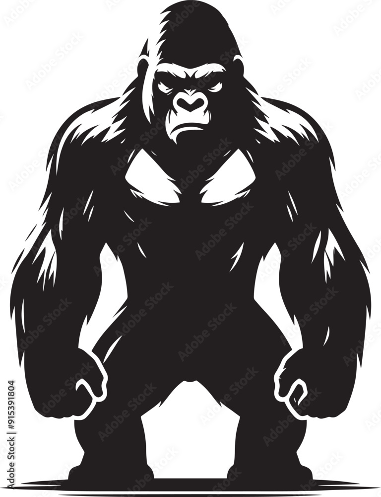 Fototapeta premium Gorilla Silhouette isolated on white background Minimalist gorilla vector shape