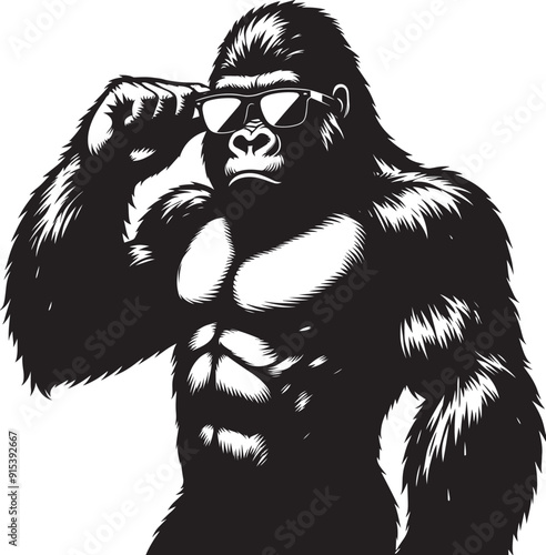 Gorilla Silhouette isolated on white background Minimalist gorilla vector shape