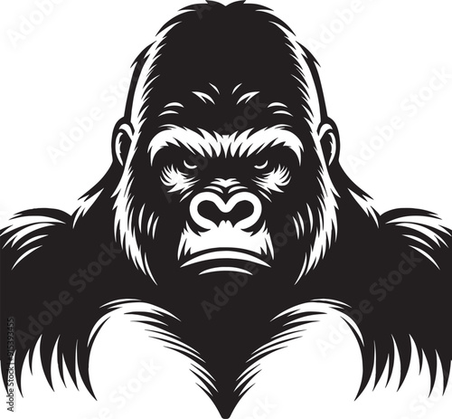 Gorilla Silhouette isolated on white background Minimalist gorilla vector shape