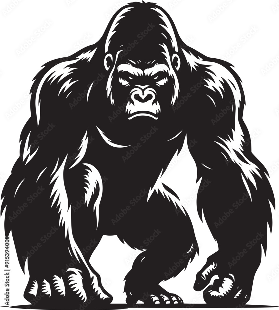 Fototapeta premium Gorilla Silhouette isolated on white background Minimalist gorilla vector shape