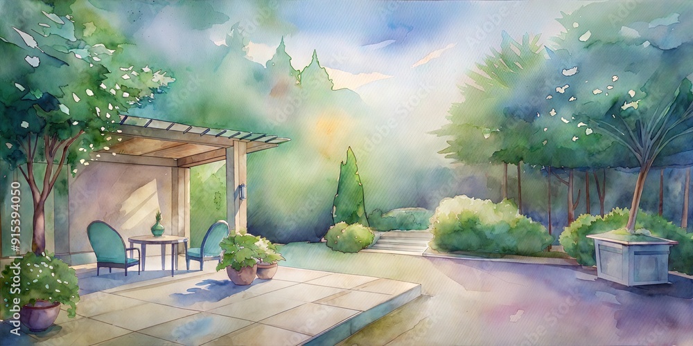 Fototapeta premium your outdoor space watercolor background
