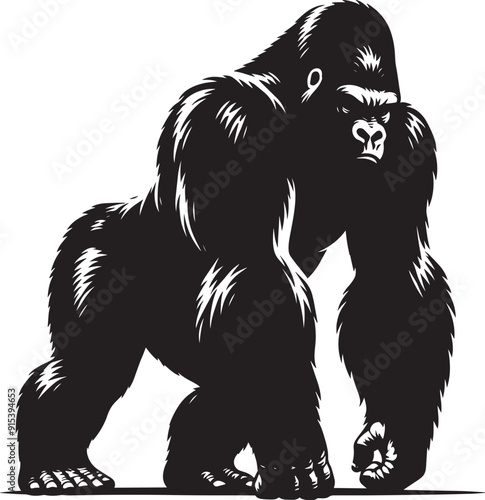 Gorilla Silhouette isolated on white background Minimalist gorilla vector shape