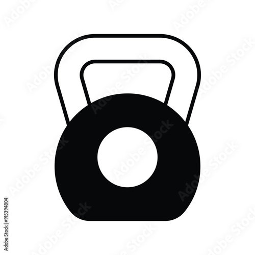 kettle bell  glyph icon with white background vector stock illustration