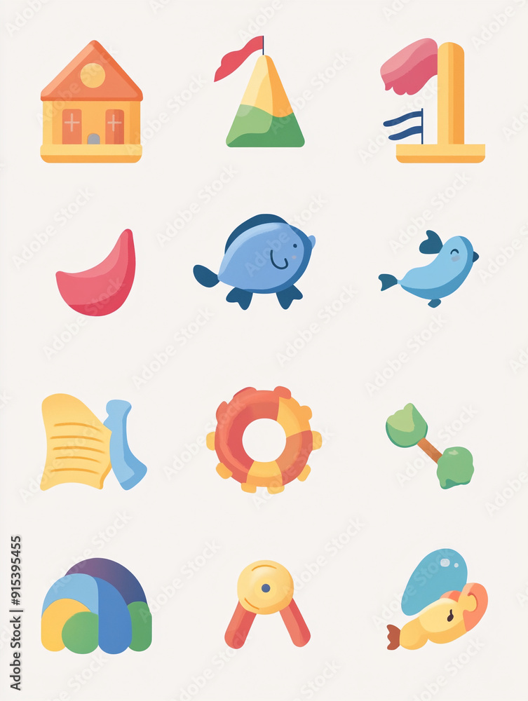 Obraz premium Create a collection of colorful and playful icons