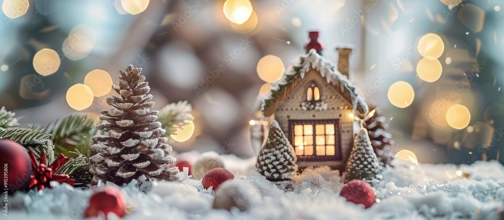 Christmas and New Year concept featuring a collection of decorative items for the house and tree with free copyspace for your creative ideas and text Christmas and New Year concept featuring a collection of decorative items for the house and tree with free copyspace for your creative ideas and text