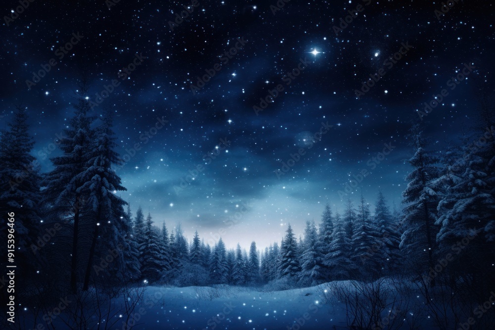 Fototapeta premium Winter night snow landscape.