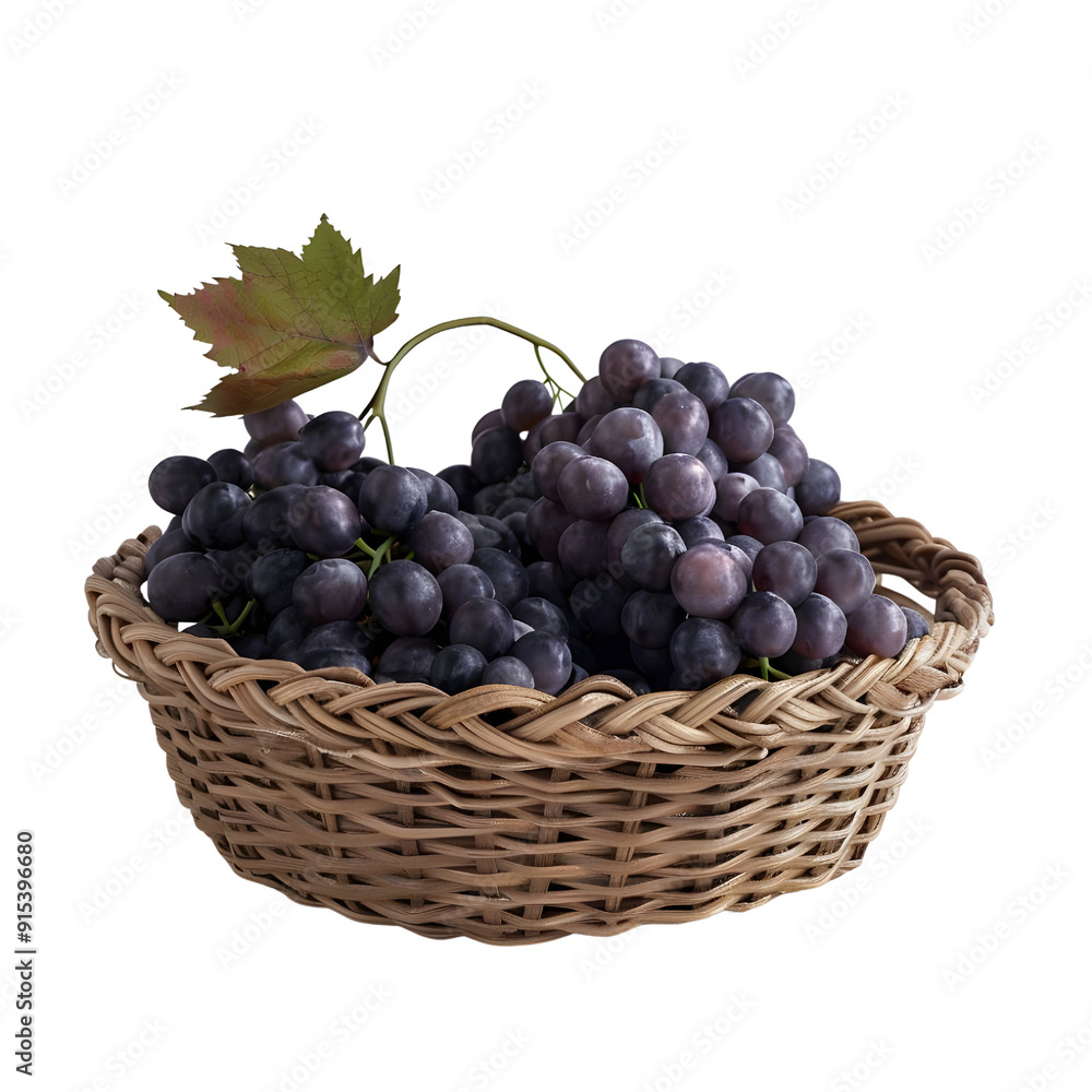 Grape, In a cute woven basket, photograph, studio toning, 4k, single object, isolated on white background. Grape, In a cute woven basket, photograph, studio toning, 4k, single object, isolated on white background.