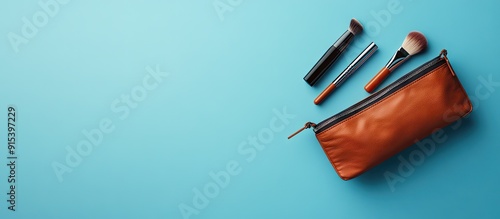 Make up cosmetic bag on a b...