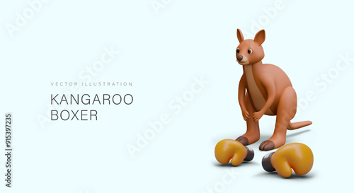 Kangaroo boxer. Way of self defense of Australian animal. National symbol