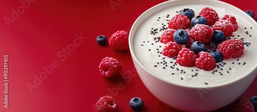A bowl of yogurt topped wit...