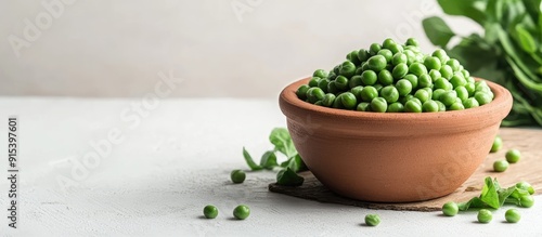 Dried fresh green peas in a...
