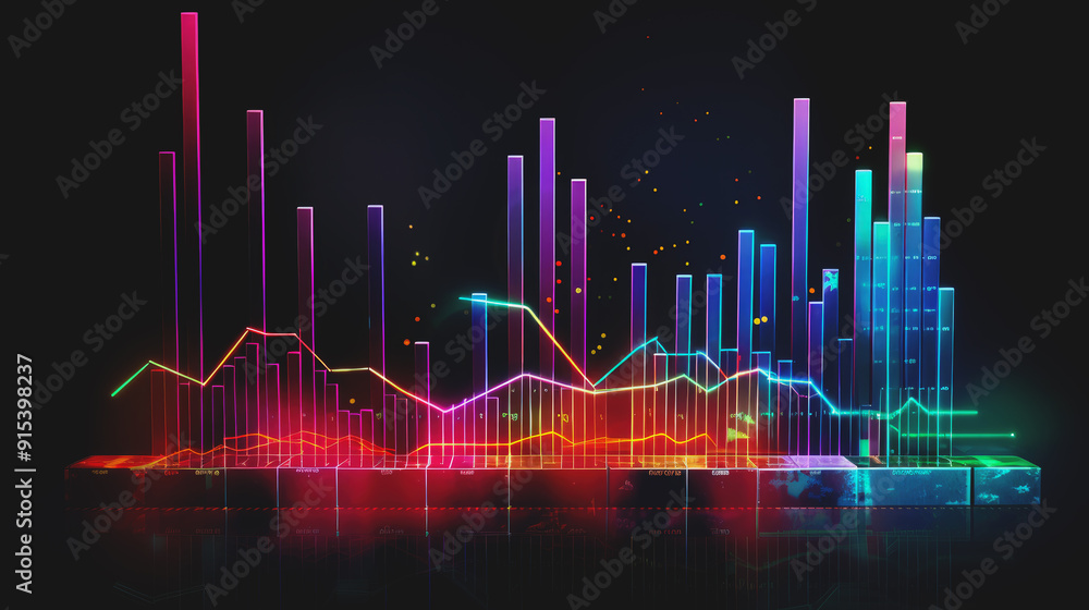 Abstract lively neon stock graph. Abstract lively neon stock graph.
