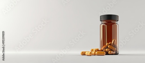 bottle and pills set agains...