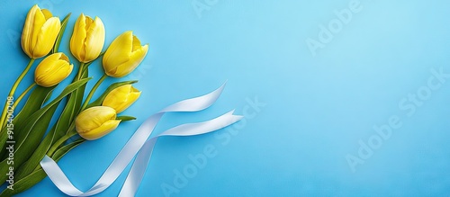 Yellow tulip flowers with a...