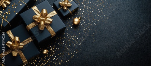 Luxury black gift boxes wit...