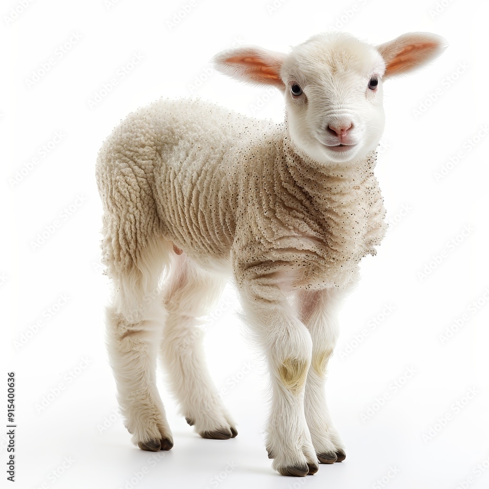cute little white lamb looking at the camera cute little white lamb looking at the camera