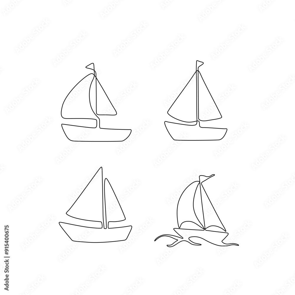 Sailboat continuous line drawing, ships, sailing boat silhouette, yacht in the sea single line on a white background, isolated vector illustration, tattoo, print and logo design. Sailboat continuous line drawing, ships, sailing boat silhouette, yacht in the sea single line on a white background, isolated vector illustration, tattoo, print and logo design.