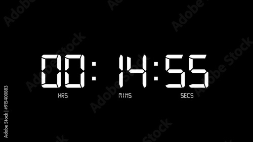 15-Minute Countdown Timer with Hours, Minutes, and Seconds Display