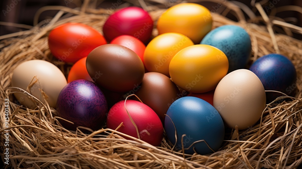 a basket of purple easter eggs with purple and purple decorations. a basket of purple easter eggs with purple and purple decorations.