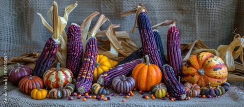Colorful purple Indian corn...