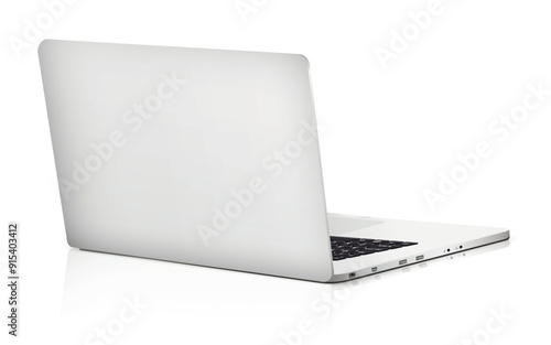 Laptop back side mockup isolated on white background