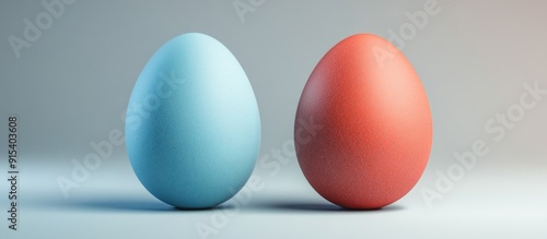 Two Easter eggs one blue an...