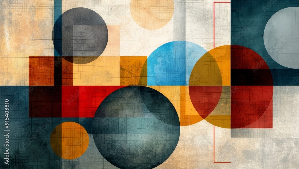 Bauhaus-Inspired Geometric Shapes on Aged Paper Bauhaus-Inspired Geometric Shapes on Aged Paper