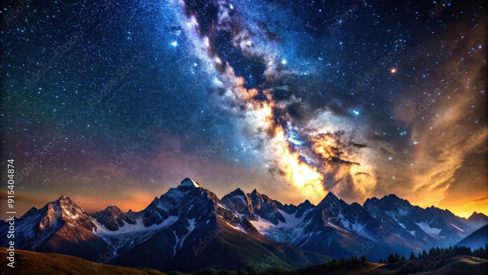 Night photos in the High Tatras Mountains with a bright starry sky and the Milky Way, High Tatras Mountains, night Night photos in the High Tatras Mountains with a bright starry sky and the Milky Way, High Tatras Mountains, night