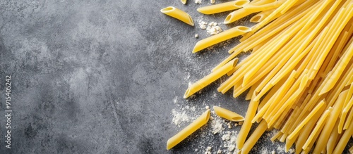 Uncooked pasta on a light g...