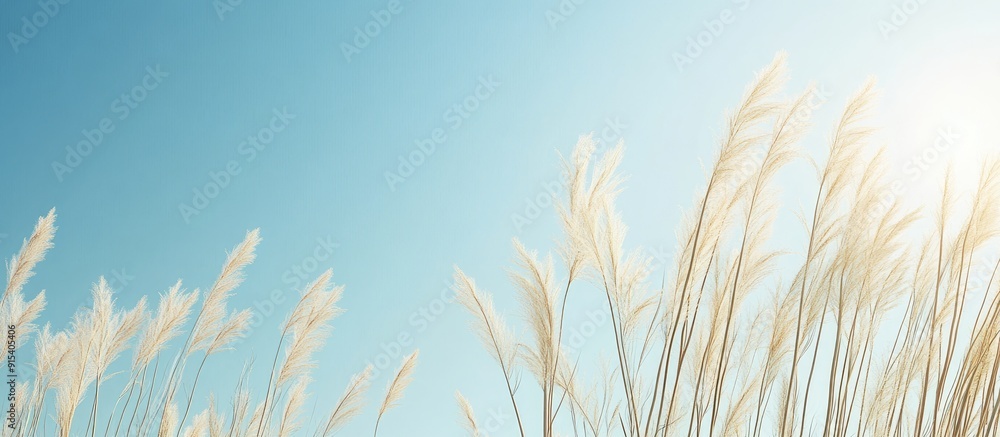 Tall reeds against the blue sky. with copy space image. Place for adding text or design Tall reeds against the blue sky. with copy space image. Place for adding text or design