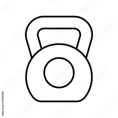 kettle bell  line icon with white background vector stock illustration