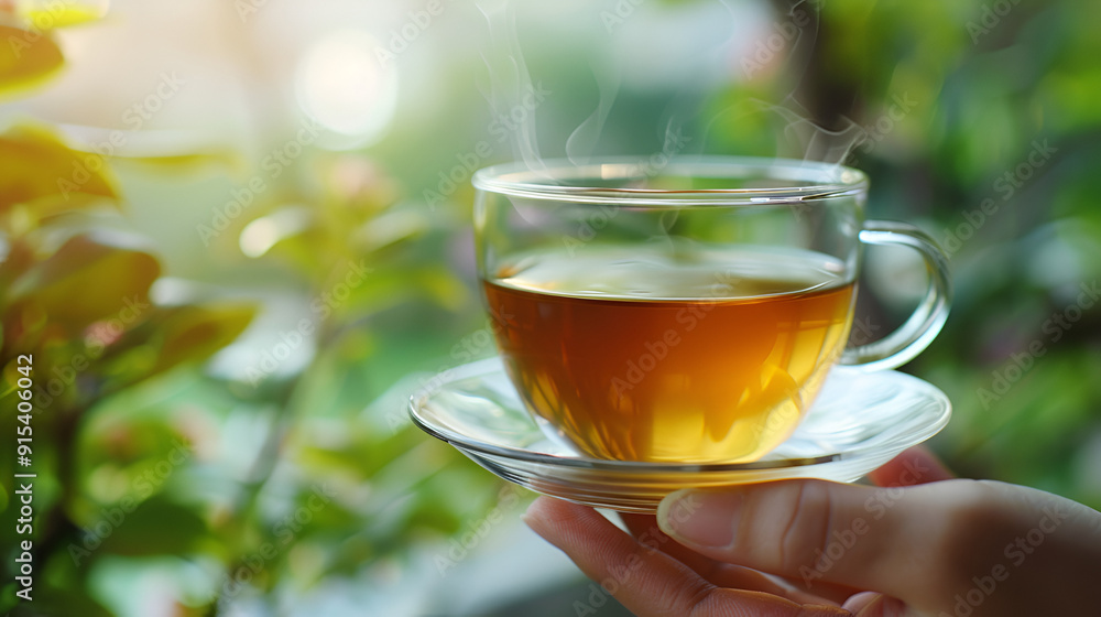 Cup of fresh herbal tea with blooming Tilia (linden, basswood) on wooden table. ai generative.. Cup of fresh herbal tea with blooming Tilia (linden, basswood) on wooden table. ai generative..